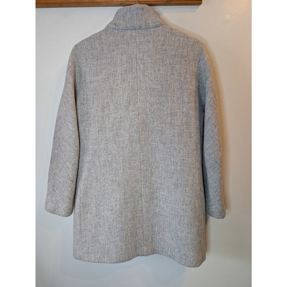 J.Crew Italian Stadium Cloth Wool Coat Gray Funnel Neck Pockets Winter Size 10 - Picture 2 of 10